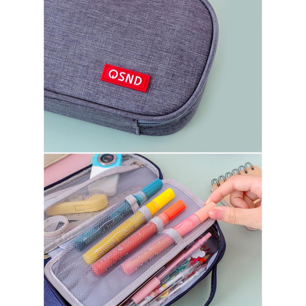 Túi đựng bút vải SOLANO hộp đựng bút học sinh túi vải canvas chống nước có chia ngăn cỡ lớn SP-001426