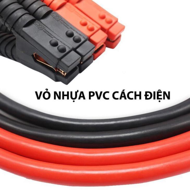 Dây câu sạc bình ắc quy dài 4 mét, lõi đồng to 10mm (1500AMP) dành cho xe hơi, ôtô 3.0 tiện lợi khi hết bình dọc đường