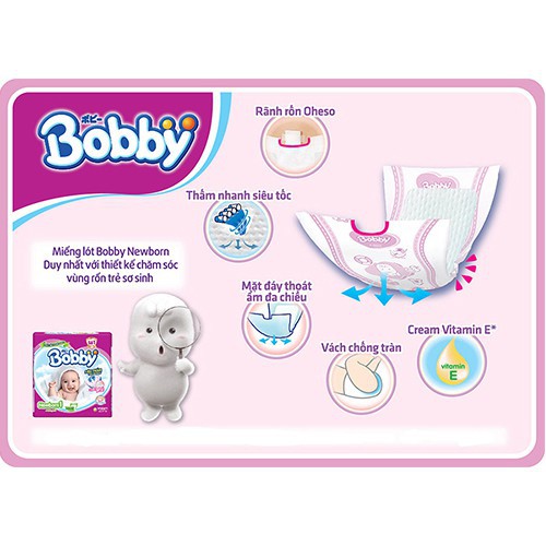 MIẾNG LÓT BOBBY MẪU MỚI NB2 60 MIẾNG CHO BÉ TRÊN 1 THÁNG