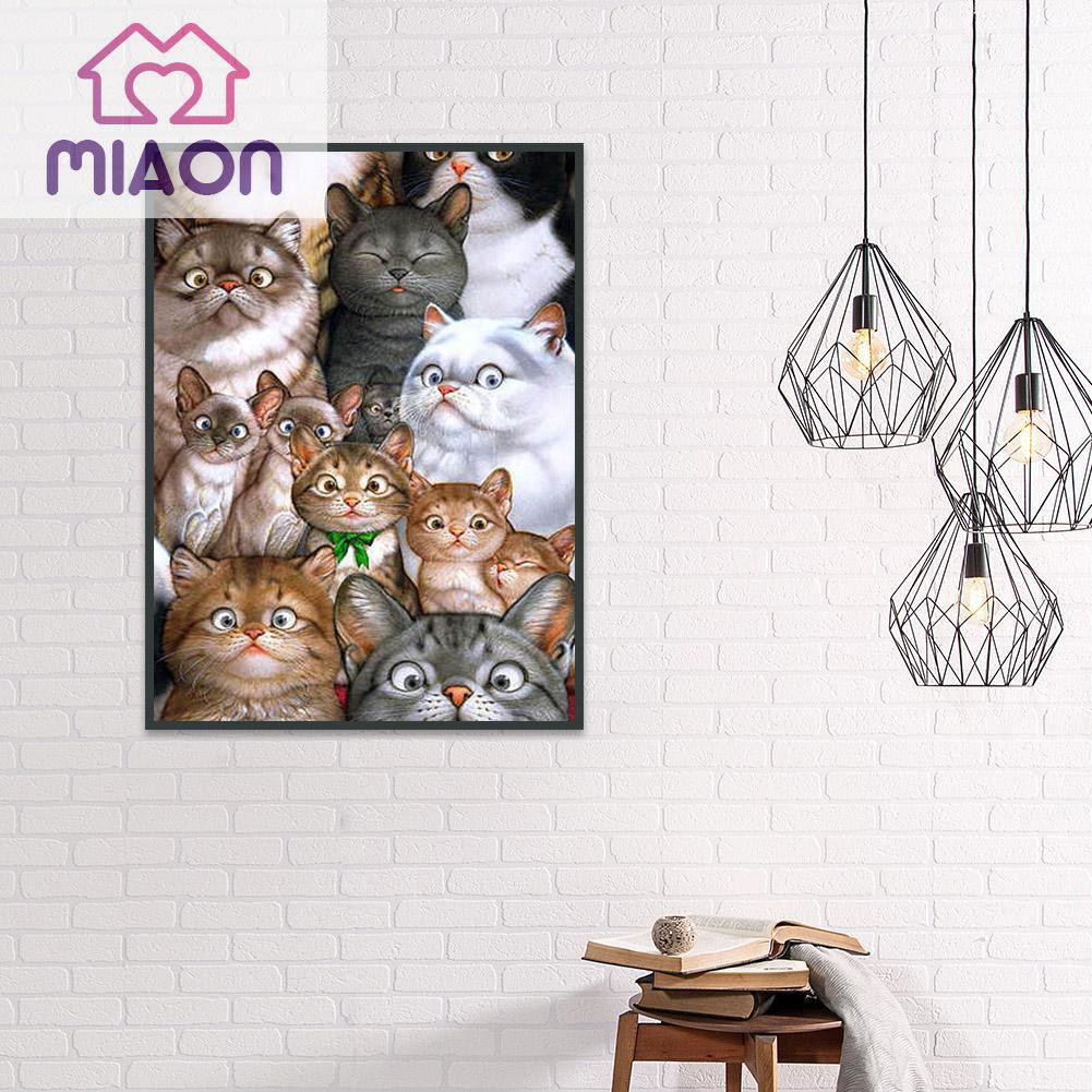 Bộ tranh đính đá 5D DIY hình chú mèo kích thước 20x25cm kèm phụ kiện dành cho trang trí nhà cửa