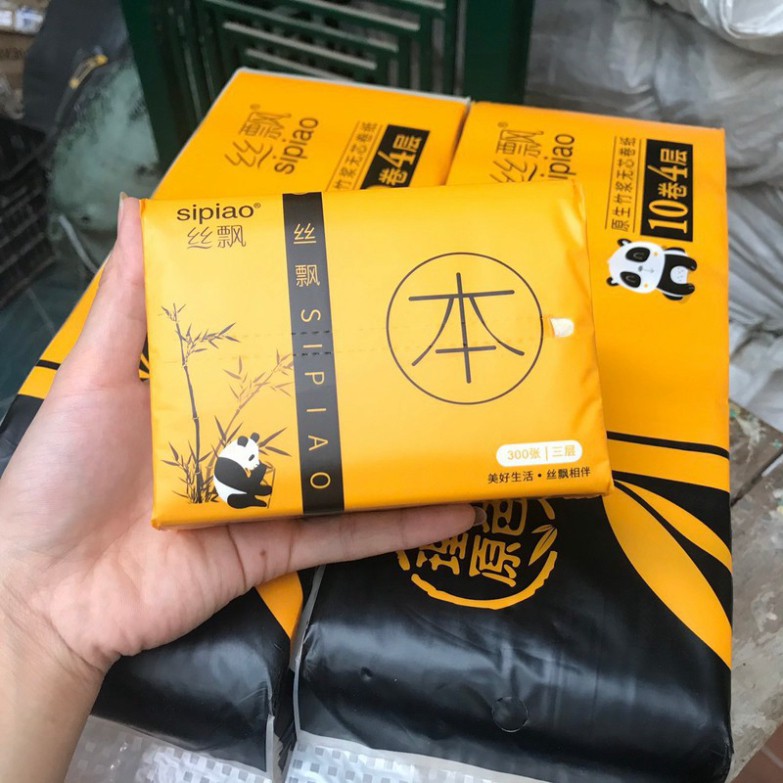Combo 5 Gói Giấy Ăn Than Tre Gấu Trúc SIPIAO Loại 300tờ/gói Siêu Dai
