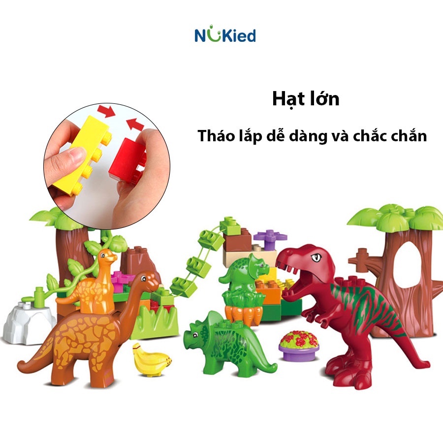 Bộ Đồ Chơi Xếp Hình Lego Lắp Ráp Mô Hình Công Viên Khủng Long 40 Chi Tiết Hạt Lớn Nhựa ABS Cao Cấp An Toàn Cho Trẻ