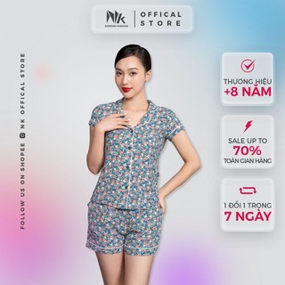 Bộ Đồ Ngủ Pijama Nữ Mặc Nhà NK FASHION Dáng Đùi Hoạ Tiết Hoa Đẹp Trẻ Trung Chất  Mềm Mịn Thoáng Mát NKFBD2105015