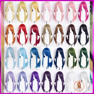 [Có sẵn - Order] wig/tóc giả cơ bản nữ 60cm cosplay màu vàng hồng cam đỏ nâu đen trắng bạc tím xanh