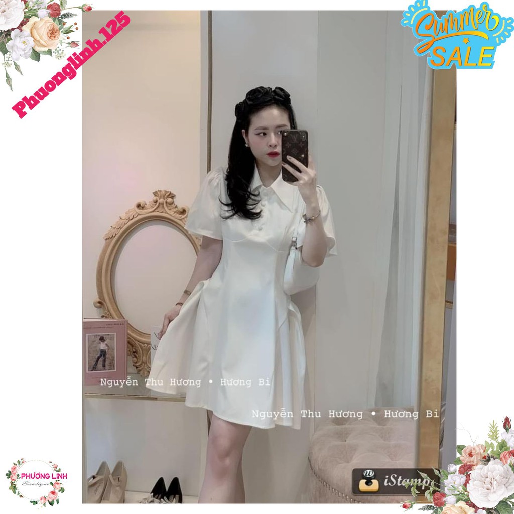 VÁY TRẮNG CỔ LÁ CÚC BỌC TAY XOÈ | BigBuy360 - bigbuy360.vn