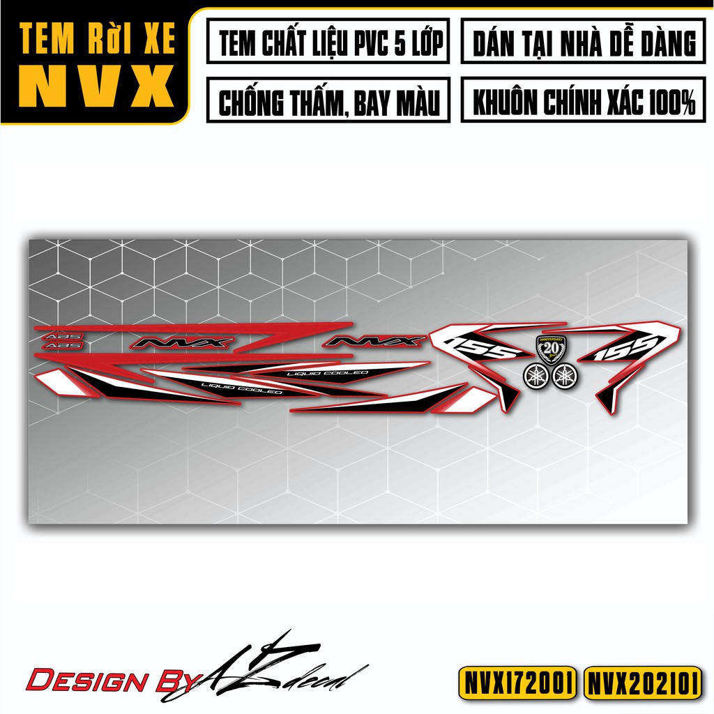 Tem Xe NVX 2017 - 2021 Mới Nhất | NVX01 | Decal Chống Nước, Bền Màu - Tem Rời Xe Máy NVX 155