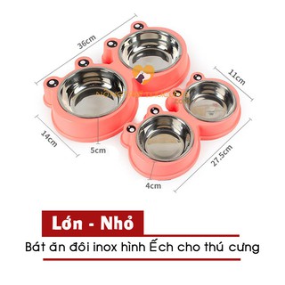 Bát Ăn Đôi Kèm Bát Inox Cho Chó Mèo – Hình Ếch - [Nông Trại Thú Cưng]