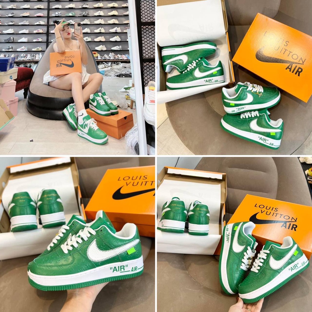 GIÀY THỂ THAO AF1 LOW LV GREEN WHITE XANH LÁ LAI AU [ FULL BOX + FREE SHIP ]