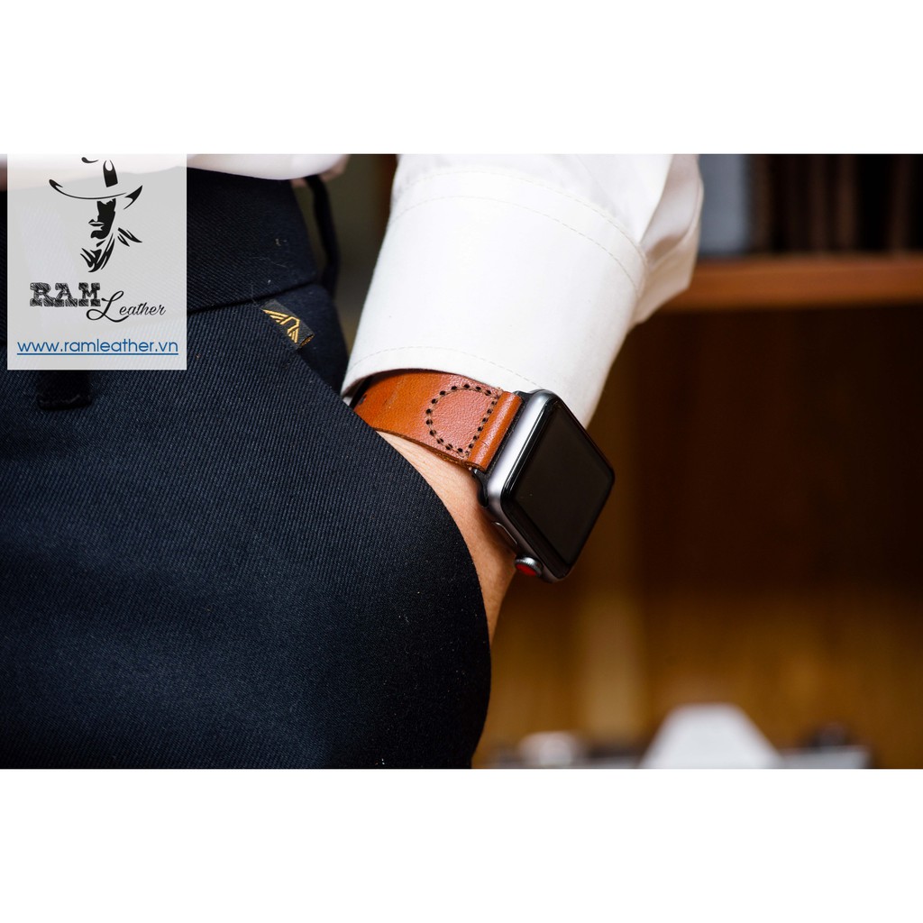 Dây đồng hồ Apple Watch , Iwatch , Iphone Watch Da Bò Phong Cách Phi Công RAM Leather Pilot Vachetta  Bền Đẹp