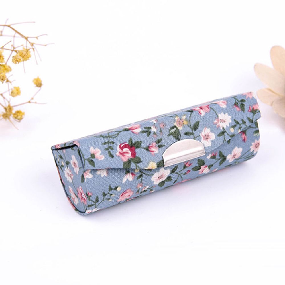 LANFY Small Flower Printing Makeup Single Lipstick Storage Cosmetic Bags with Mirror Lipstick Box