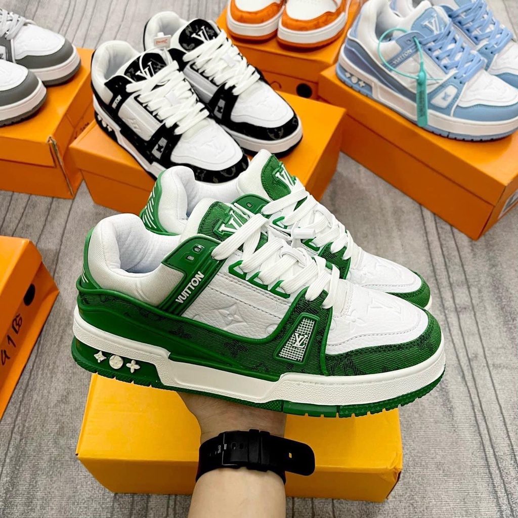 Giày LV Trainer, Louis Vuitton Trainer Black White + Các màu, Giày LV Louis Vuitton HÀNG CAO CẤP