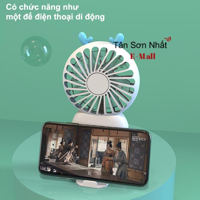 Quạt Mini Cầm Tay Pocket Fan Tai Gấu Sạc Pin