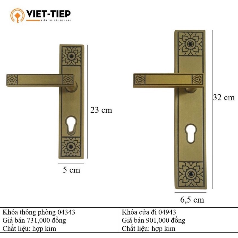 Hot - Khoá Cửa Đi 2-4 cánh cao cấp Việt Tiệp 04943 - Bảo hành 3 năm