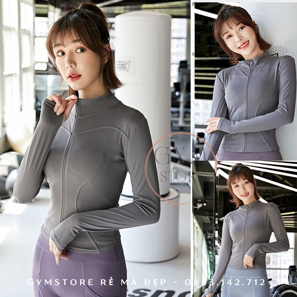 Áo khoác tập gym tập yoga thể thao nữ áo dài tay giá rẻ Gymstore 011