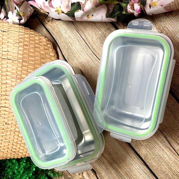 Hộp INOX ĐỰNG THỰC PHẨM NẮP NHỰA - đựng topping trà sữa thực phẩm đông lạnh đủ size