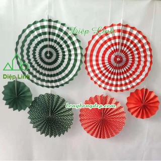 Set 6 quạt giấy trang trí nhiều màu