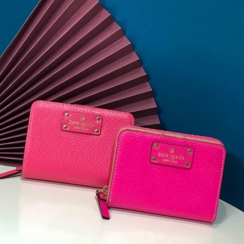 TNS-Ví ngắn cầm tay có ngăn tiền dài Kate spade-chất da mềm xịn sò-tone màu sáng