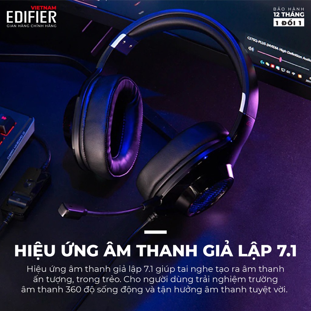 Tai nghe gaming EDIFIER G2 II Kèm Mic đàm thoại Âm thanh vòm - Hàng phân phối chính hãng Bảo hành 12 tháng 1 đổi 1