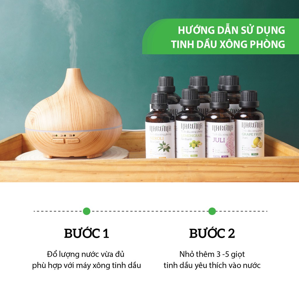 Tinh Dầu Xông Phòng Bạc Hà Nguyên Chất Giúp Đuổi Muỗi, Thanh Lọc Không Khí, Giảm Stress KAROMA 50ml - 100ml (Chai)