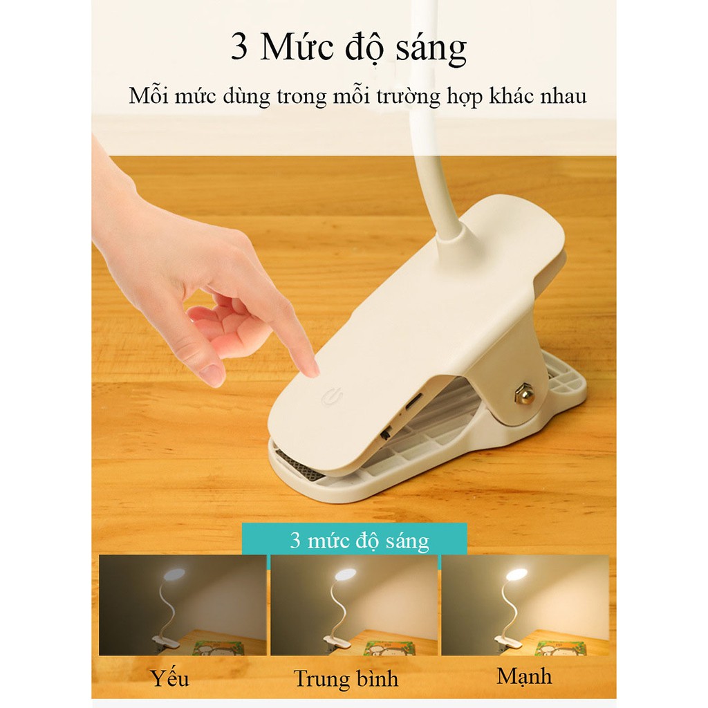 Đèn Bàn Học Đọc Sách, Làm Việc  Kẹp Bàn – 03 Mức Độ Ánh Sáng Vàng Bảo Vệ Mắt Chống Cận