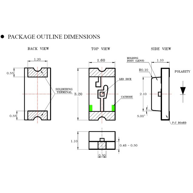 LED dán SMD 1206 - Các màu phổ thông