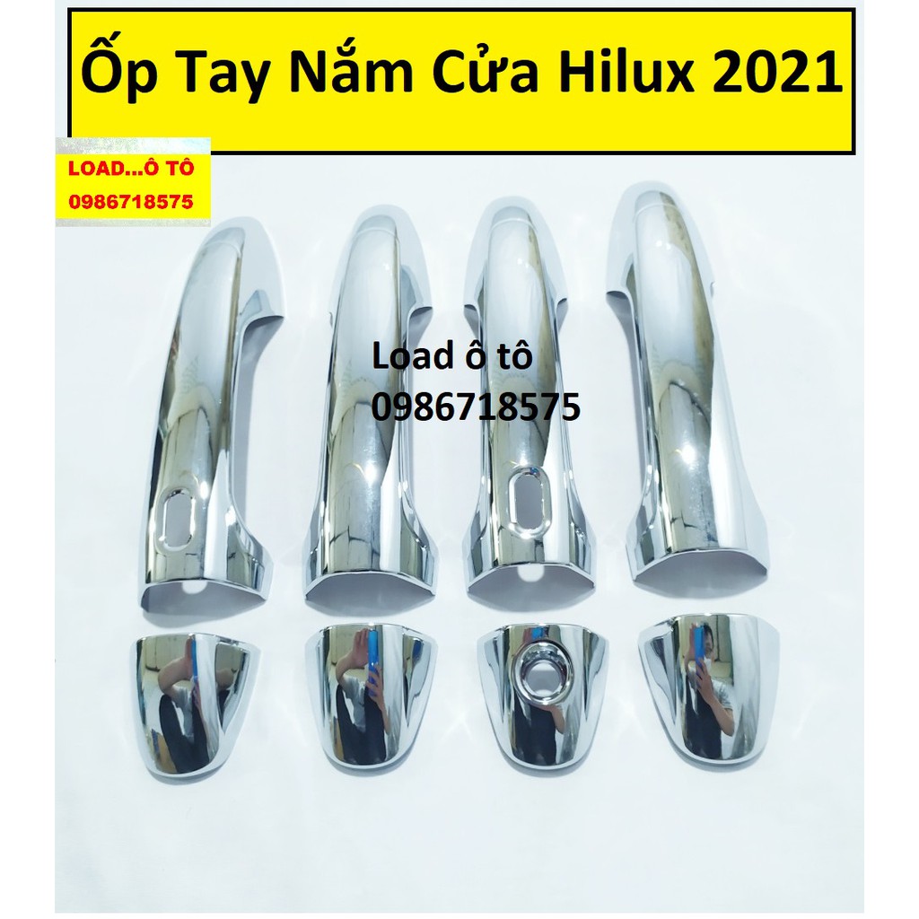 Ốp Tay Nắm, Hõm Cửa Xe Toyota Hilux 2022-2021 Mạ Crom Sáng Bóng Cao Cấp Nhất Thị Trường