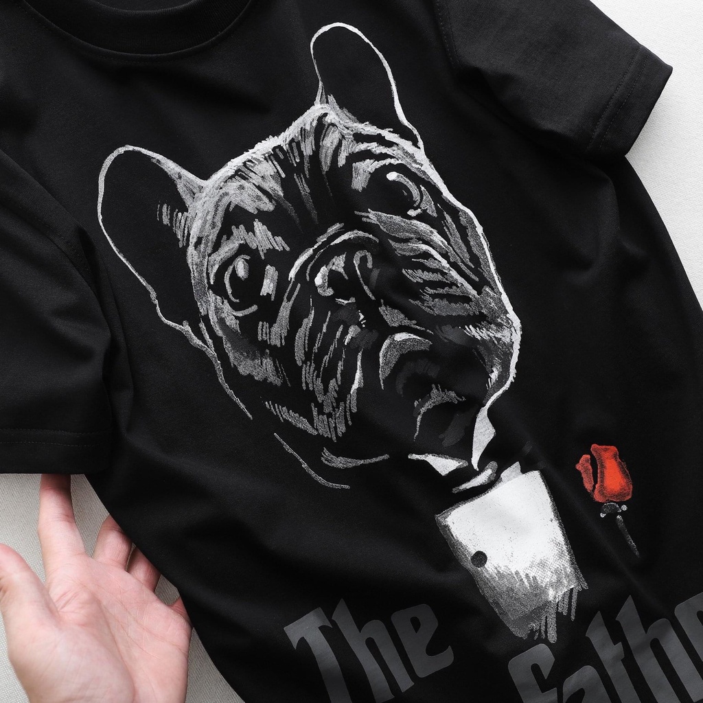 Áo thun tay lỡ nam nữ in hình DogFather , Vải Cotton Form Oversize - SELECTED.STORE