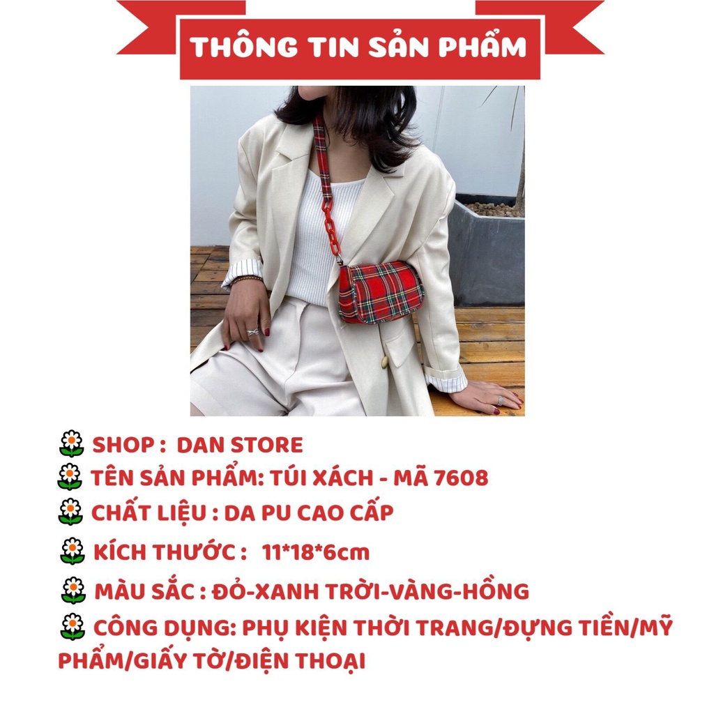 Túi Xách NữTặng Quà Túi Xách Mini Da Pu cao cấp phối kẻ điệu đà thời trang cao cấp MÃ 7608