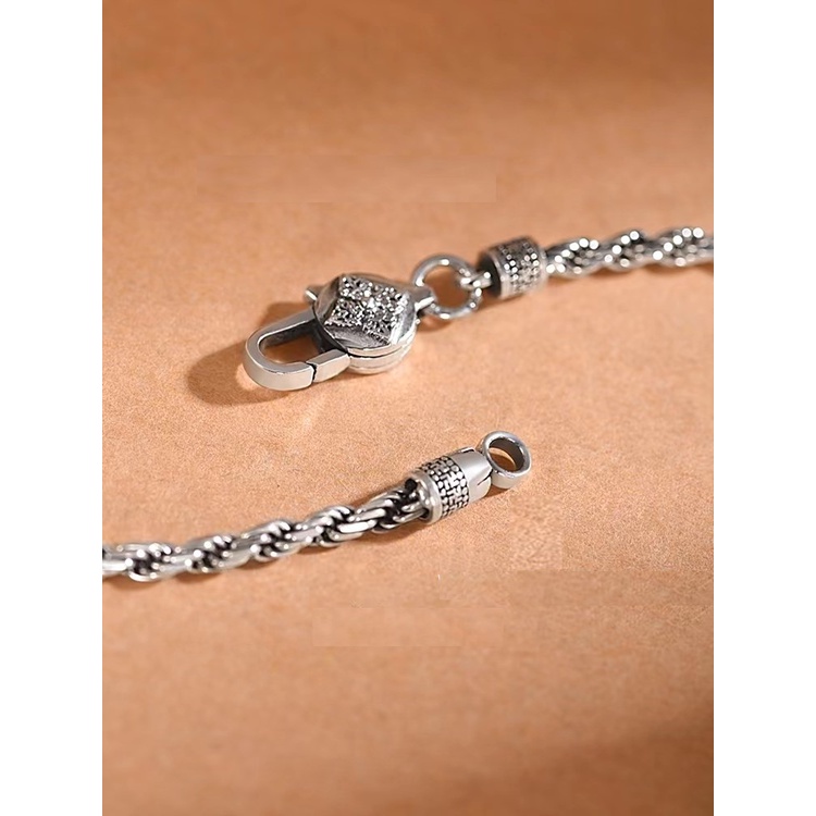 Lắc Tay Bạc Thái 925 Móc khoá Hoa Mandala Chùy Kim Cang Phật Giáo Tây Tạng