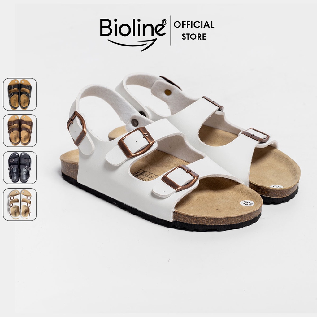 Sandals birken da PU cao cấp quai ngang sandals đế trấu thời trang unisex chính hãng Bioline