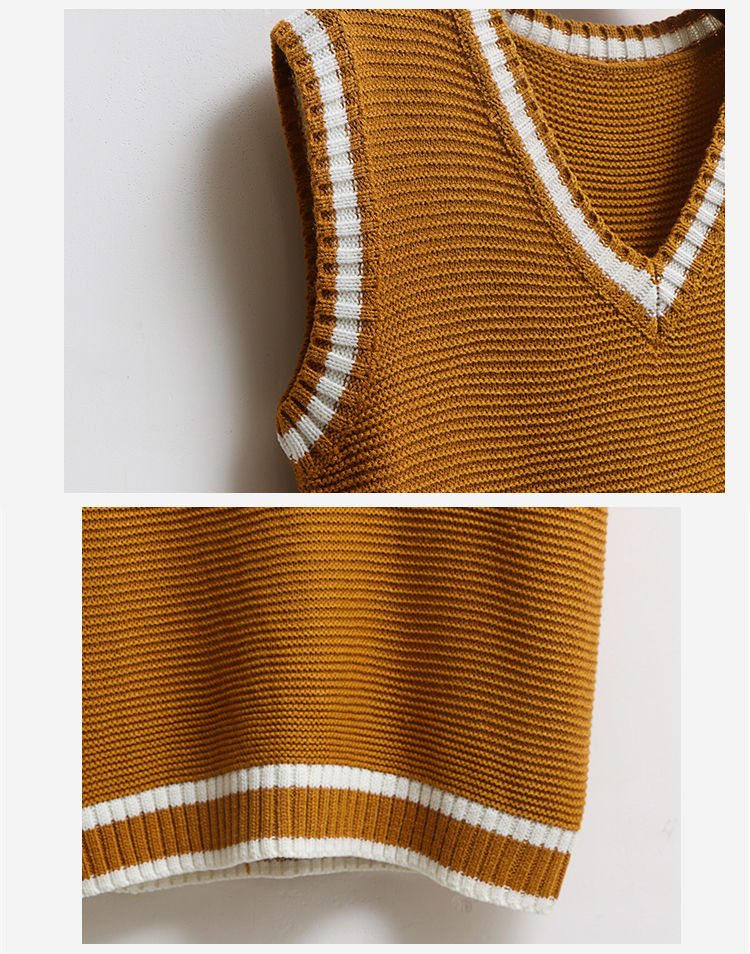 Áo Sweater Dệt Kim Không Tay Cổ Chữ v Phong Cách Thời Trang Hàn Quốc 2020