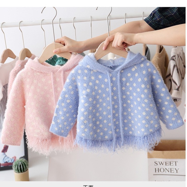 Áo len chấm bi điệu đà bé gái size 10-20kg [AL22]