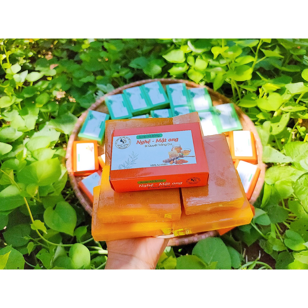 Xà bông sinh dược giảm mụn lưng thiên nhiên, Xà phòng nghệ 100gram MomViet , Xà bông nghệ chiết xuất thiên nhiên