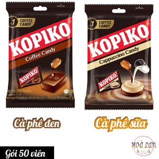 Kẹo cà phê kopiko gói 50 viên vị cà phê đen và cà phê sữa