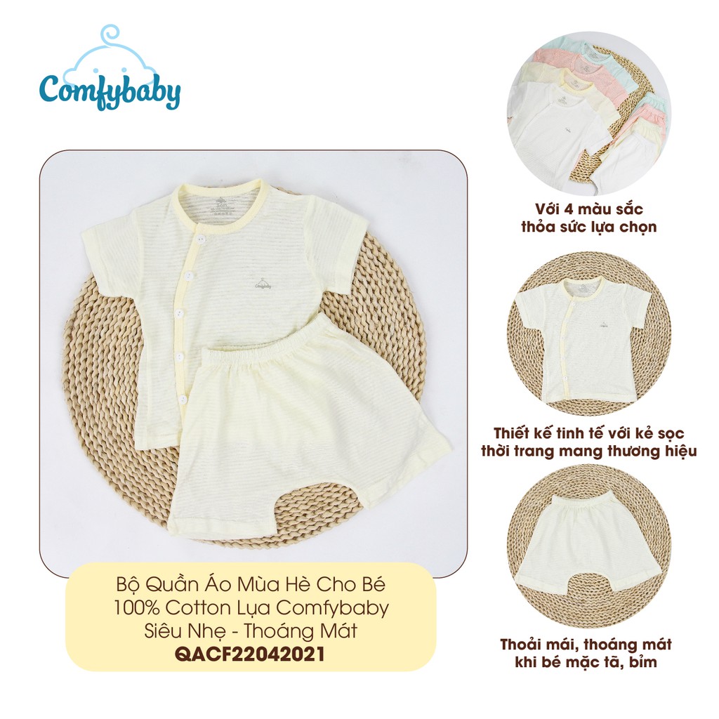 Bộ quần áo mùa hè cho bé 100% cotton lụa – Comfybaby siêu nhẹ - thoáng mát QACF22042021 size 3-12 tháng