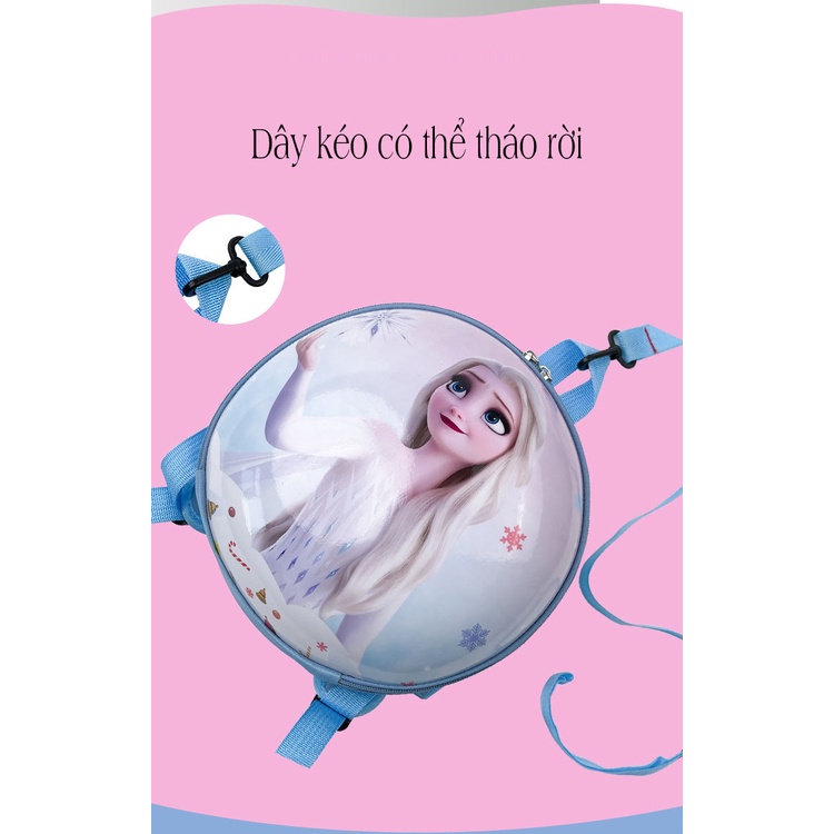 Balo túi dạng trứng in 3D hình thú nhân vật hoạt hình Công chúa elsa sofia ngộ nghĩnh cho bé đi nhà trẻ mầm non mẫu giáo