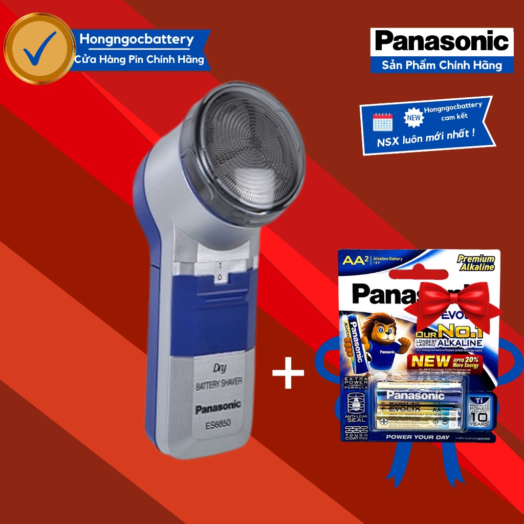 Máy cạo râu Panasonic ES6850 Trắng xanh kèm 2 viên pin evolta