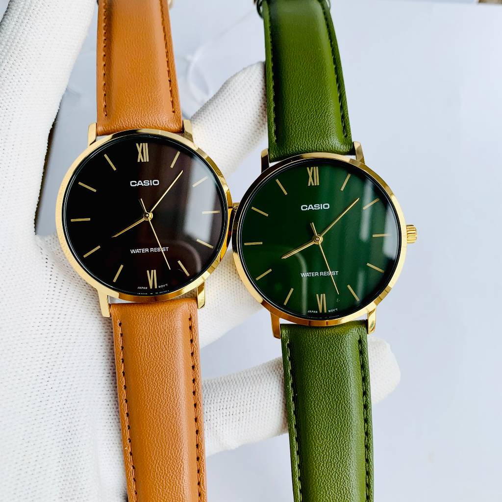 Đồng Hồ Nam Casio MTP-VT01GL-3BUDF Dây Da Xanh Lá Mặt Xanh Lá Size 40mm Bảo Hành 1 Năm Tại Đồng Hồ Doanh Nhân