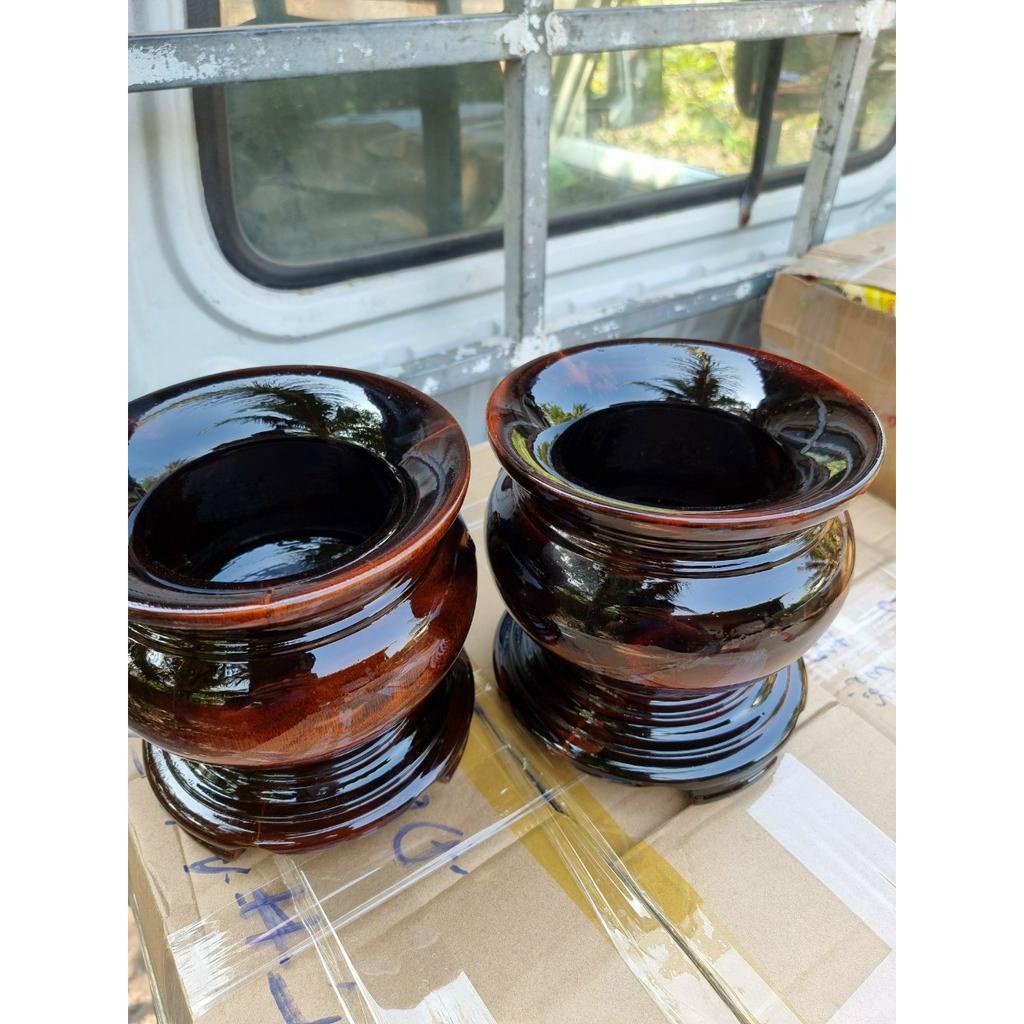 Bát cắm nhanh- Lư hương gỗ - khắc hoa sen nổi -nhiều kích cỡ
