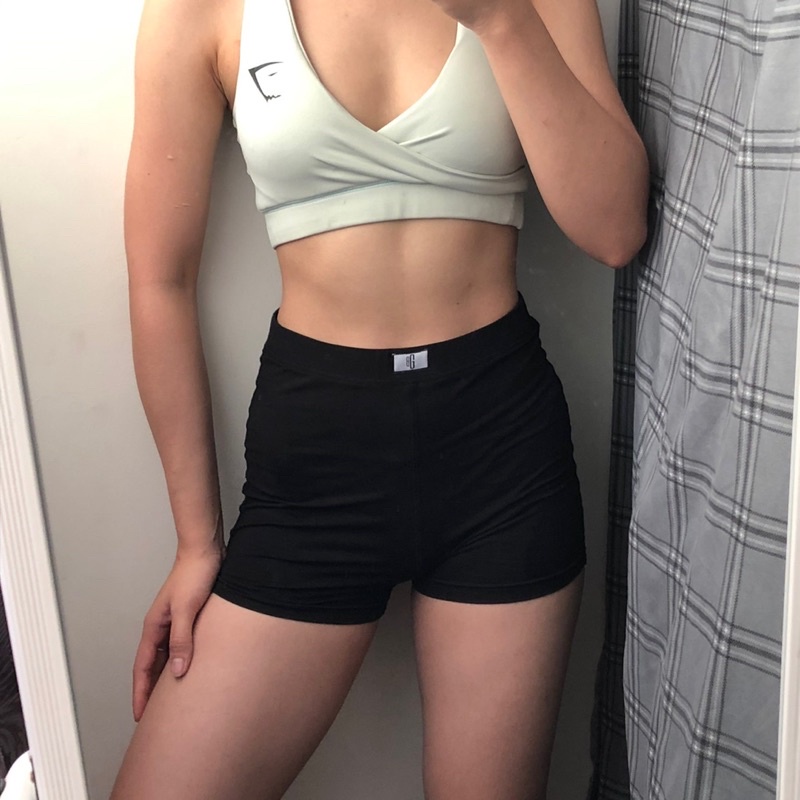 Quần đùi tập gym, short trơn thể thao nữ cao cấp, cạp lưng cao, ôm eo nâng hack mông siêu sịn