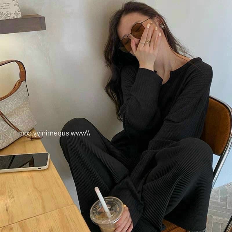 Áo Len Cổ Giọt Nước Nữ Thun dài tay vintage form rộng cá tính Ulzzang