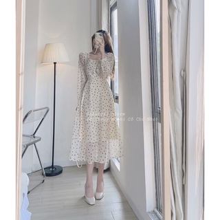 Váy chấm bi 2 lớp dáng dài ( ảnh shop chụp)