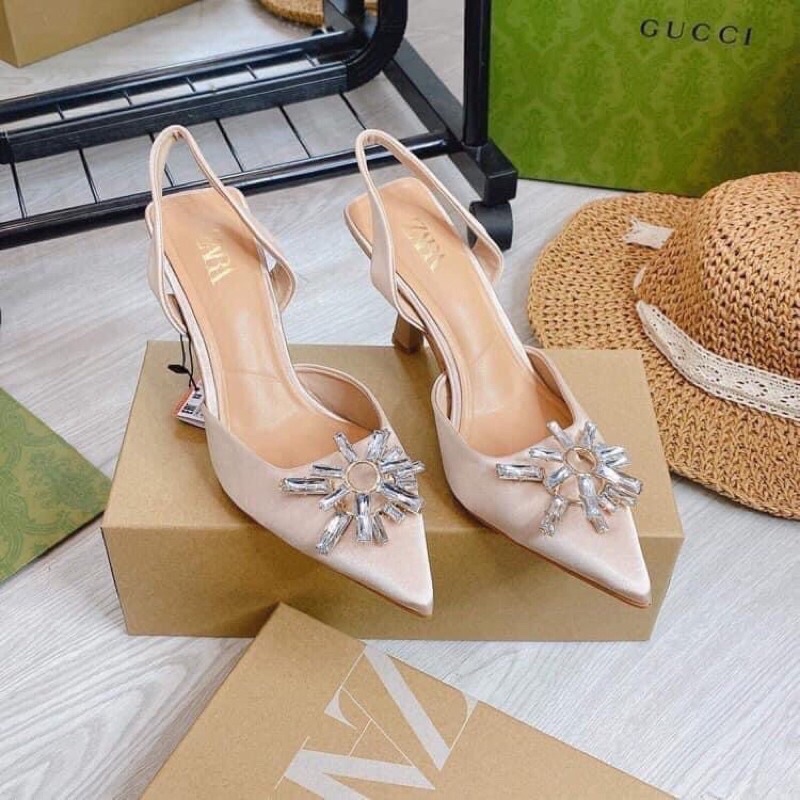 Sandal ZR lụa mặt đá hai tầng[Hàng sẵn-nên lùi 1 size]