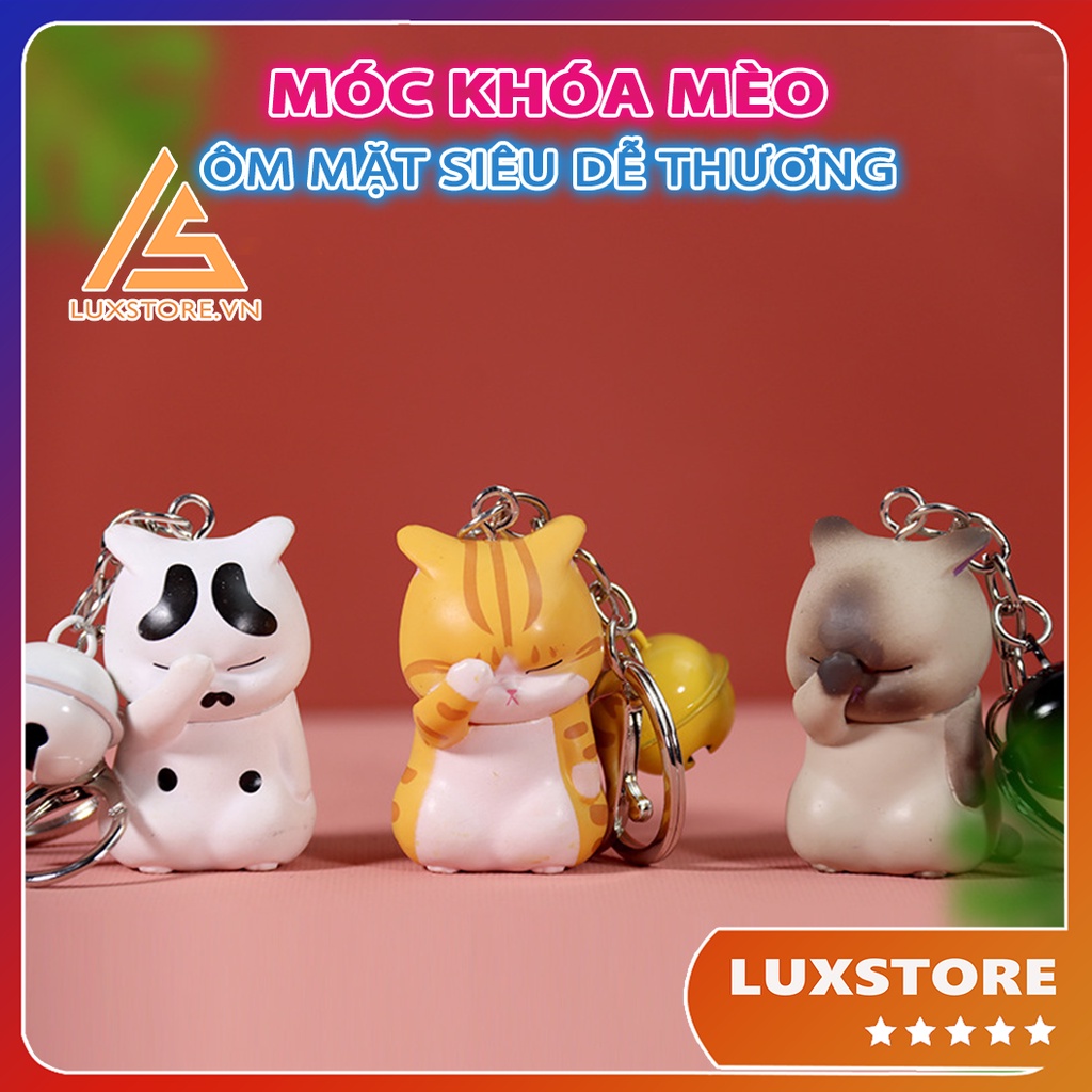MÓC KHÓA MÈO ÔM MẶT SIÊU DỄ THƯƠNG MÓC CẶP BA LÔ TÚI XÁCH – LUXSTORE