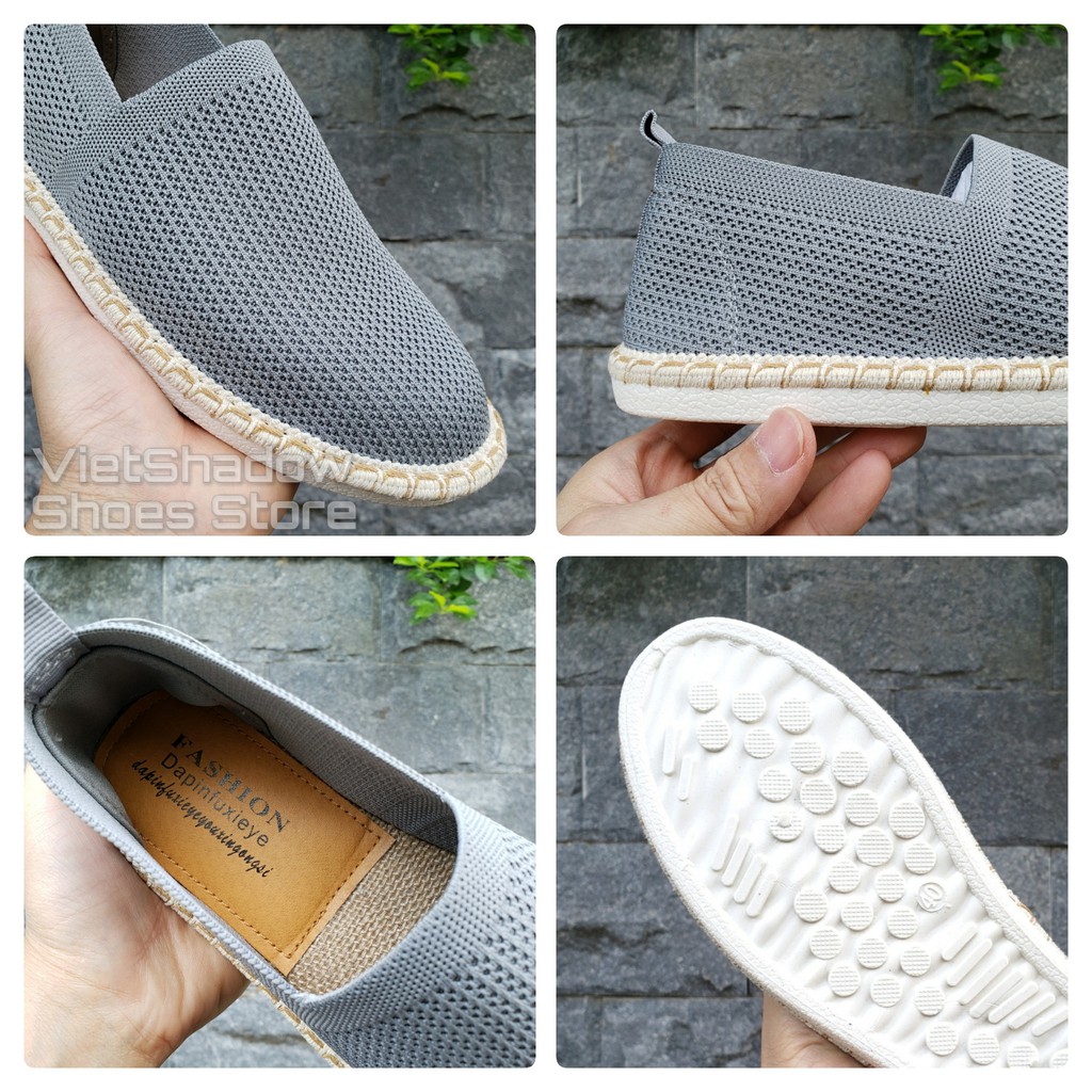 Slip on nam - Giày lười vải nam - Vải dệt kim tạo hình 3D, 4 màu (đen), (xám), (xanh) và (trắng) - Mã 2931