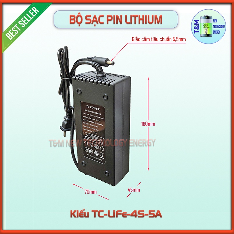 Bộ sạc pin Lithium 4s 14,6V 5A có quạt làm mát