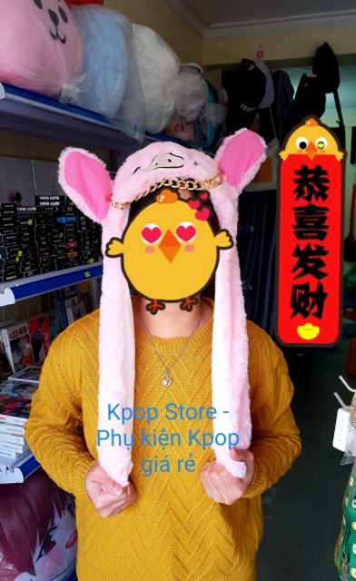 HOT Mũ Tai thỏ, Tai Heo kèm xích, tai thỏ hồng, mũ picachu giật giật