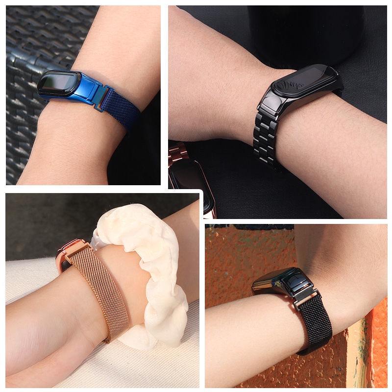 Dây Đeo Thay Thế Bằng Kim Loại Không Gỉ Từ Tính Cho Xiaomi Band 7 Mi Band 6 / 5 Xiaomi Band 4 / 3