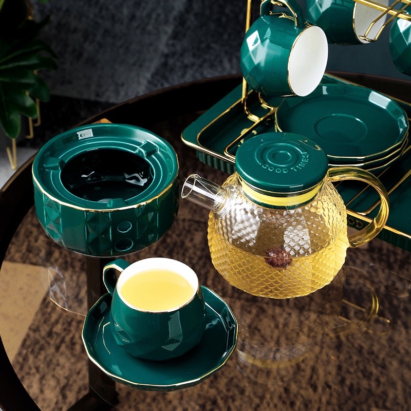 Bộ ấm chén sứ siêu cao cấp Klai trang trí Tết Huydecor