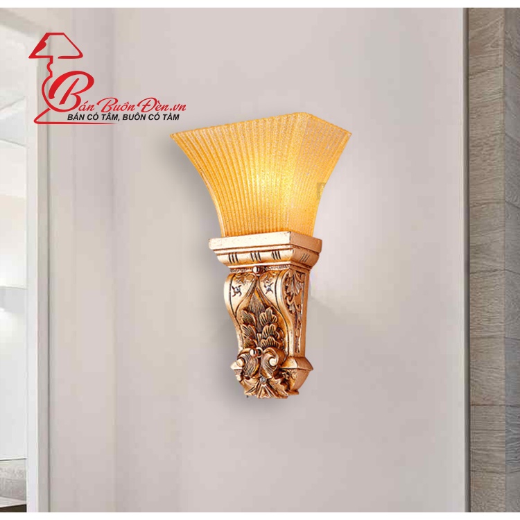 Đèn Tường Trang Trí Phòng Khách THỦ ĐÔ LIGHTING Thiết Kế Thân Đèn Composite Chạm Khắc Họa Tiết Sang Trọng 6137